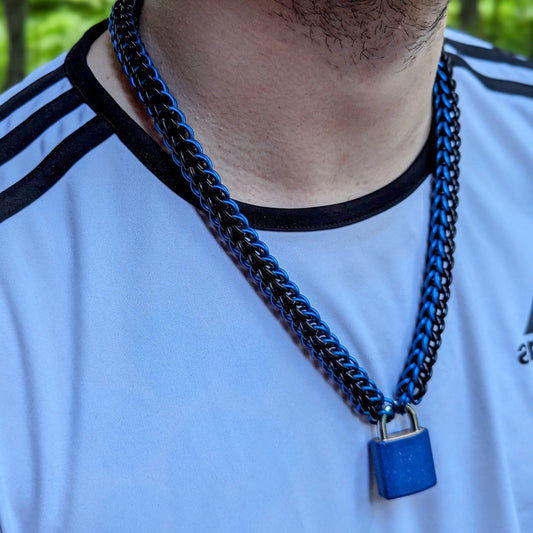 Blue & Black Full Persian Chainmail Necklace