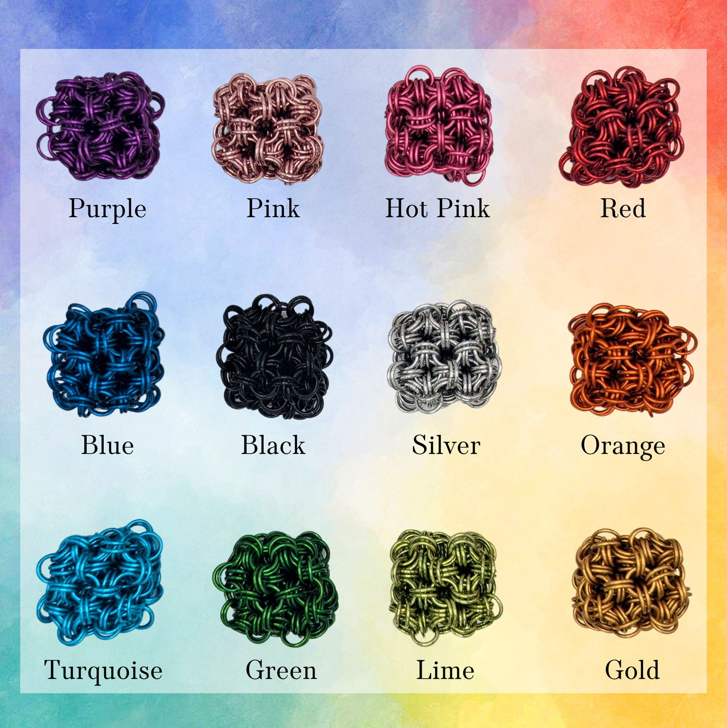 12 Vibrant Colors: Jelly-Like Chainmail Fidget Toy - Perfect for Stress Relief!